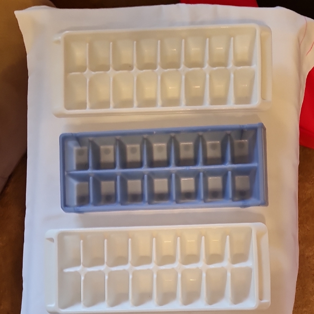 Set of 3 Ice Cube Trays - White and Blue